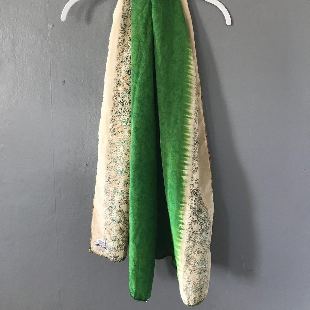 Silk Green Patterned Scarf